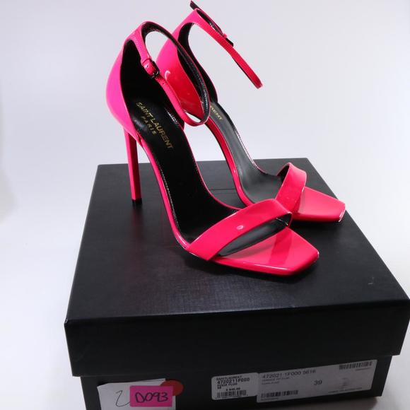 39 HH Vernice Fluo Neon Highlighter Pink Classic Heels Sandals D093 - Picture 2 of 12